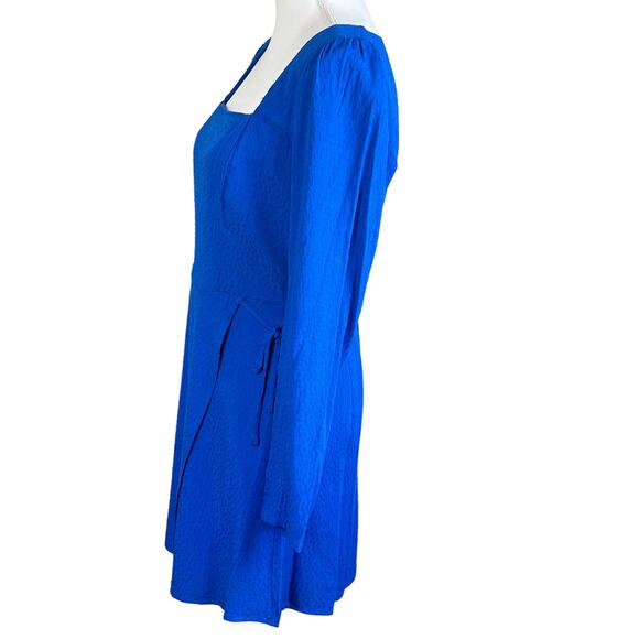 Copper Key Faux Wrap Dress Size Medium Blue Career Textured Classic Rayon  Mini - Picture 4 of 16